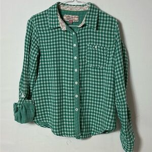 Triple Five Soul Green and White Gingham Button-Up Shirt